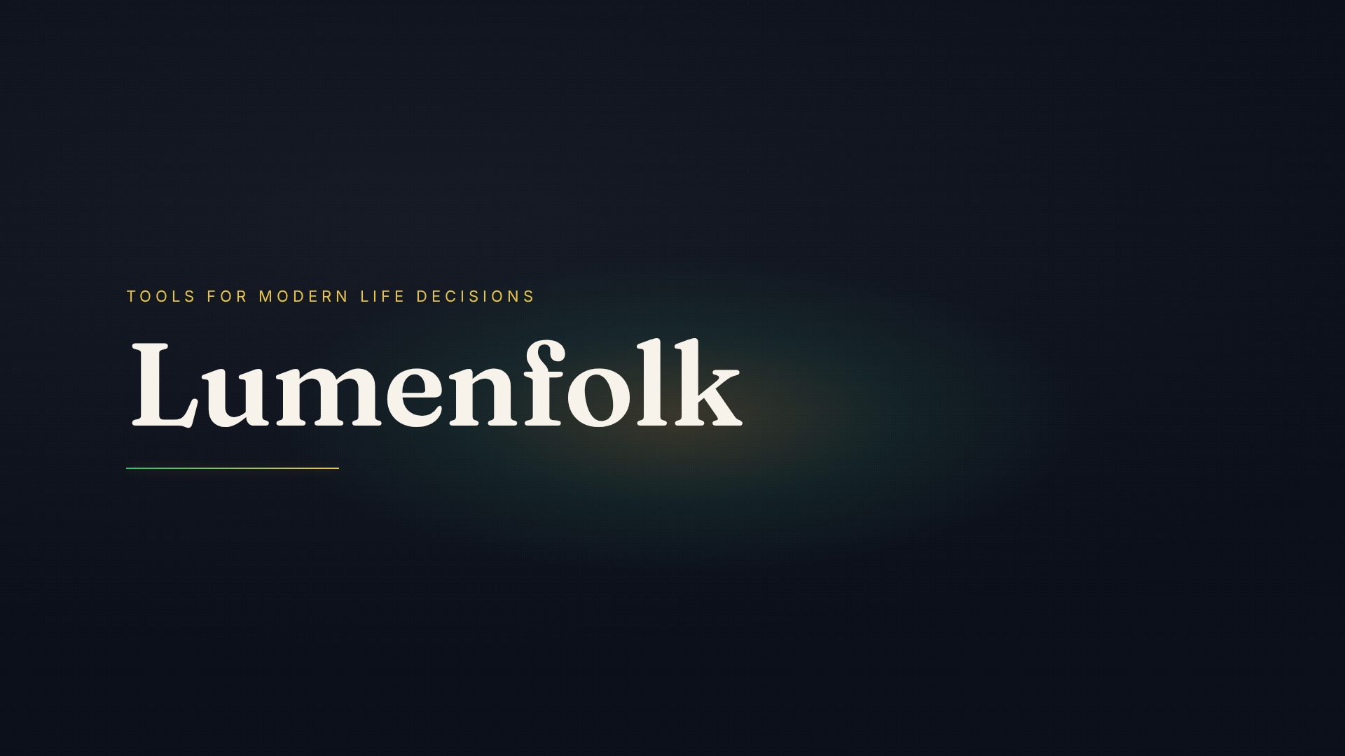 Lumenfolk product map — twelve tools for modern life decisions